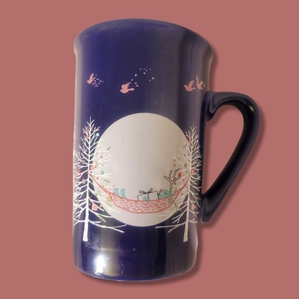 SET Of 2 2019 STARBUCKS Cobalt Blue CHRISTMAS Reindeer Hammock 10oz Coff…